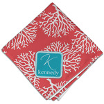 Coral & Teal Cloth Dinner Napkin - Single w/ Name and Initial