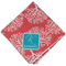 Coral & Teal Cloth Napkins - Personalized Dinner (Folded Four Corners)