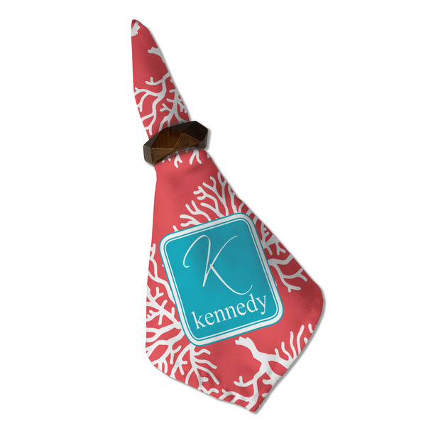 Coral & Teal Cloth Napkins - Personalized Dinner (Folded in Ring) (MAIN)