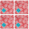 Coral & Teal Cloth Napkins - Personalized Lunch (APPROVAL) Set of 4