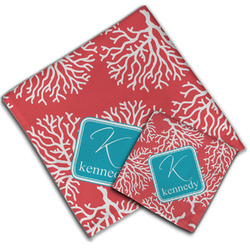 Coral & Teal Cloth Napkin w/ Name and Initial
