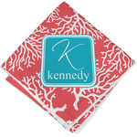 Coral & Teal Cloth Napkin w/ Name and Initial