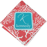 Coral & Teal Cloth Cocktail Napkin - Single w/ Name and Initial