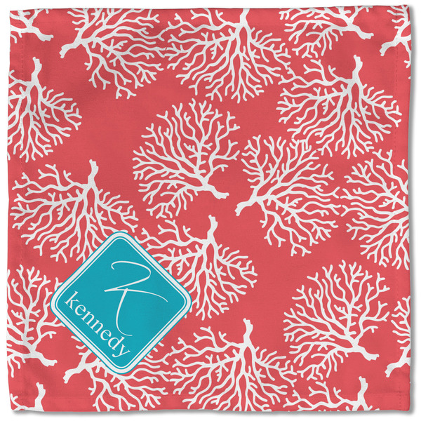 Coral & Teal Cloth Napkins - Personalized Lunch (Single Full Open)