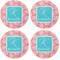 Coral & Teal Coaster Round Rubber Back - Apvl