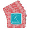 Coral & Teal Cork Coaster - Set of 4 w/ Name and Initial