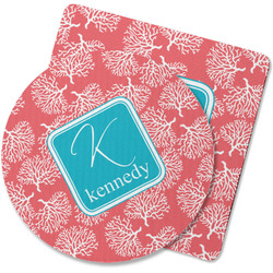Coral & Teal Rubber Backed Coaster (Personalized)
