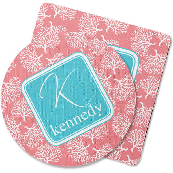 Custom Coral & Teal Rubber Backed Coaster (Personalized)