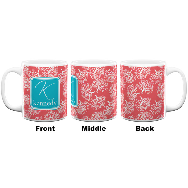 Coral & Teal Coffee Mug - 11 oz - White APPROVAL