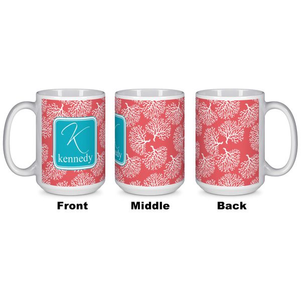 Coral & Teal Coffee Mug - 15 oz - White APPROVAL