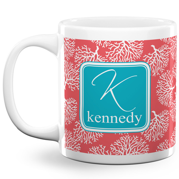Coral & Teal Coffee Mug - 20 oz - White
