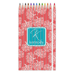 Coral & Teal Colored Pencils (Personalized)