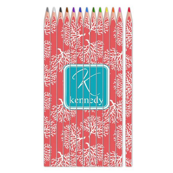 Custom Coral & Teal Colored Pencils (Personalized)