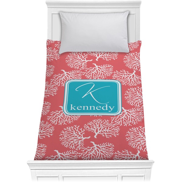 Custom Coral & Teal Comforter - Twin (Personalized)