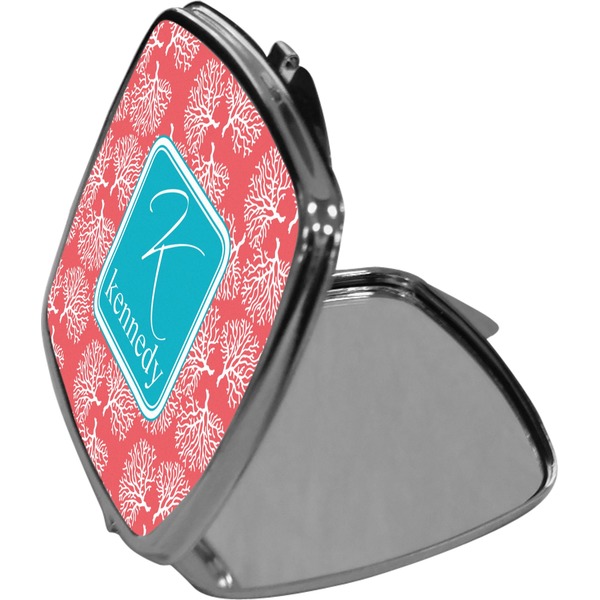 Coral & Teal Compact Mirror (Side View)