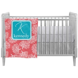 Coral & Teal Crib Comforter / Quilt (Personalized)