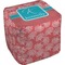 Coral & Teal Cube Poof Ottoman (Bottom)