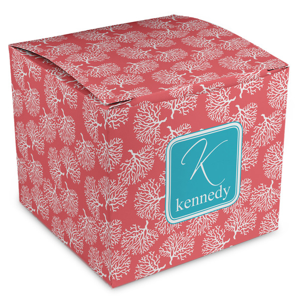 Custom Coral & Teal Cube Favor Gift Boxes (Personalized)