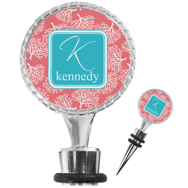 Custom Coral & Teal Wine Bottle Stopper (Personalized)