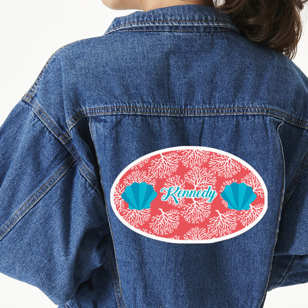 Custom Coral & Teal Twill Iron On Patch - Custom Shape - 3XL - Set of 4 (Personalized)