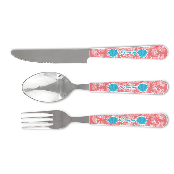 Custom Coral & Teal Cutlery Set (Personalized)