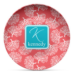 Coral & Teal Microwave Safe Plastic Plate - Composite Polymer (Personalized)