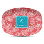 Coral & Teal Plastic Platter - Microwave & Oven Safe Composite Polymer (Personalized)