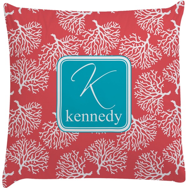 Custom Coral & Teal Decorative Pillow Case (Personalized)