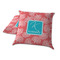 Coral & Teal Decorative Pillow Case - TWO