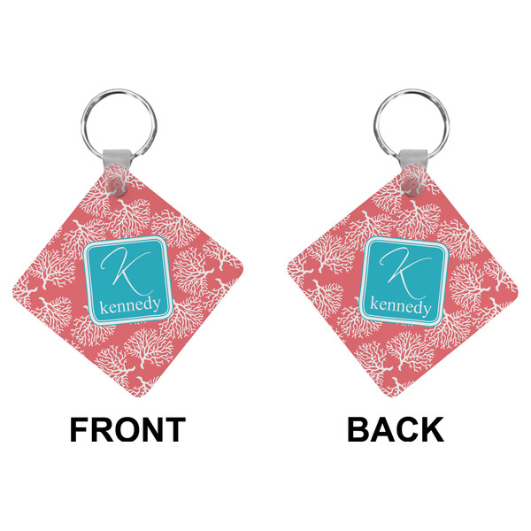 Coral & Teal Diamond Keychain (Front + Back)