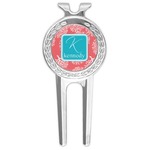 Coral & Teal Golf Divot Tool & Ball Marker (Personalized)
