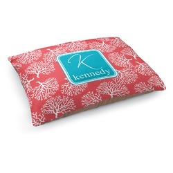 Coral & Teal Dog Bed - Medium w/ Name and Initial