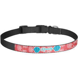 Coral & Teal Dog Collar - Large (Personalized)