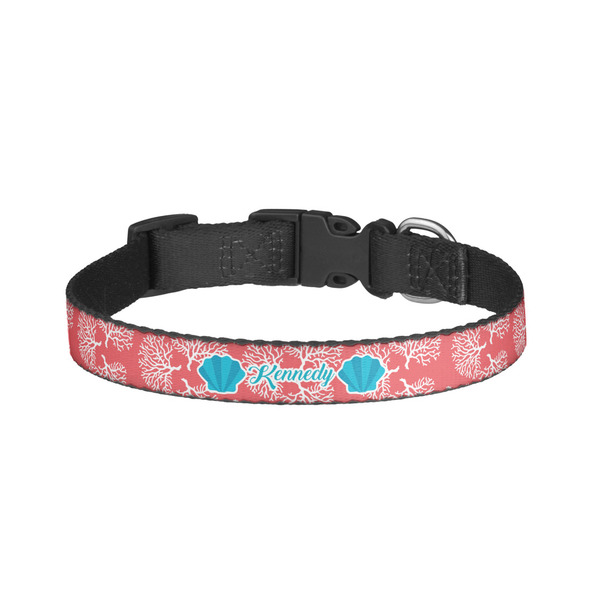 Custom Coral & Teal Dog Collar - Large (Personalized)