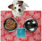 Coral & Teal Dog Food Mat - Medium LIFESTYLE