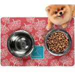 Coral & Teal Dog Food Mat - Small w/ Name and Initial