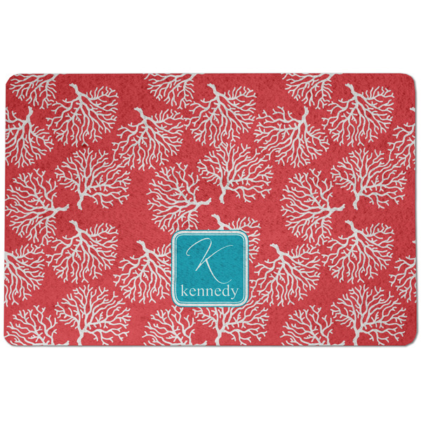 Coral & Teal Dog Food Mat - Small without bowls