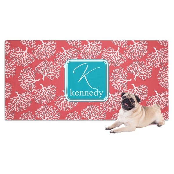 Custom Coral & Teal Dog Towel (Personalized)