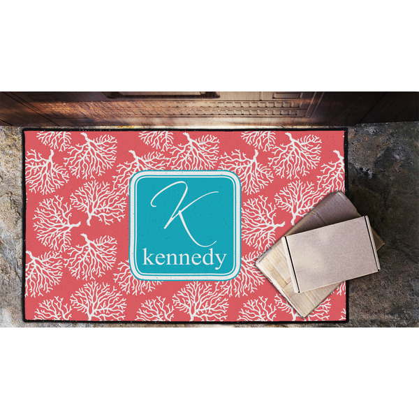 Coral & Teal Door Mat - LIFESTYLE (Lrg)