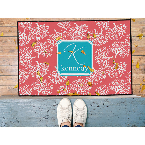 Coral & Teal Door Mat - LIFESTYLE (Med)