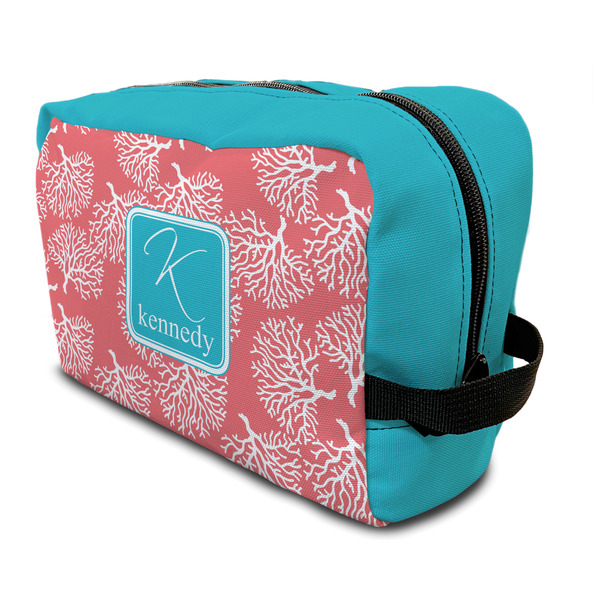 Custom Coral & Teal Toiletry Bag / Dopp Kit (Personalized)