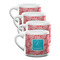 Coral & Teal Double Shot Espresso Mugs - Set of 4 Front