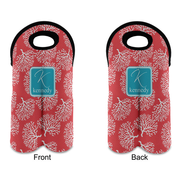 Coral & Teal Double Wine Tote - APPROVAL (new)