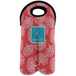 Coral & Teal Wine Tote Bag (2 Bottles) (Personalized)