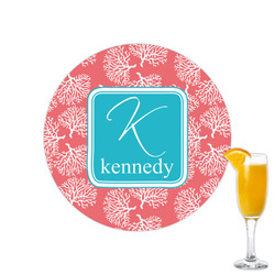 Coral & Teal Printed Drink Topper - 2.15" (Personalized)