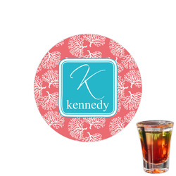 Coral & Teal Printed Drink Topper - 1.5" (Personalized)