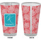 Coral & Teal Pint Glass - Full Color - Front & Back Views