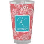 Coral & Teal Pint Glass - Full Color (Personalized)