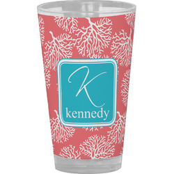 Coral & Teal Pint Glass - Full Color (Personalized)