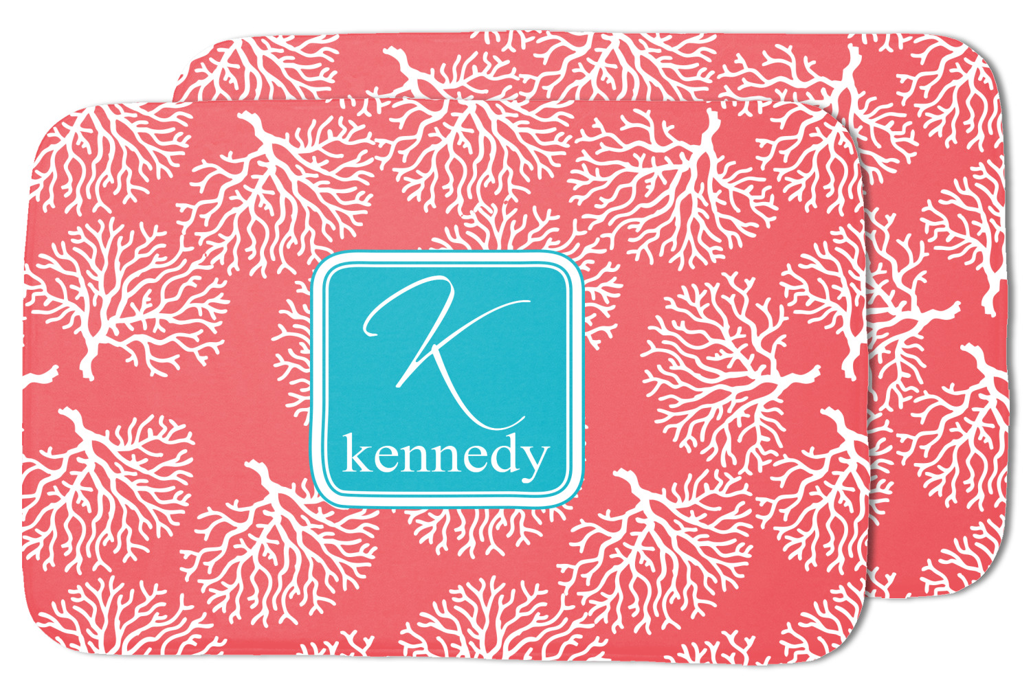 Coral & Teal Dish Drying Mat (Personalized) YouCustomizeIt
